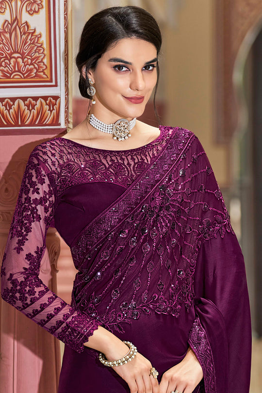Berry Wine Silk Saree