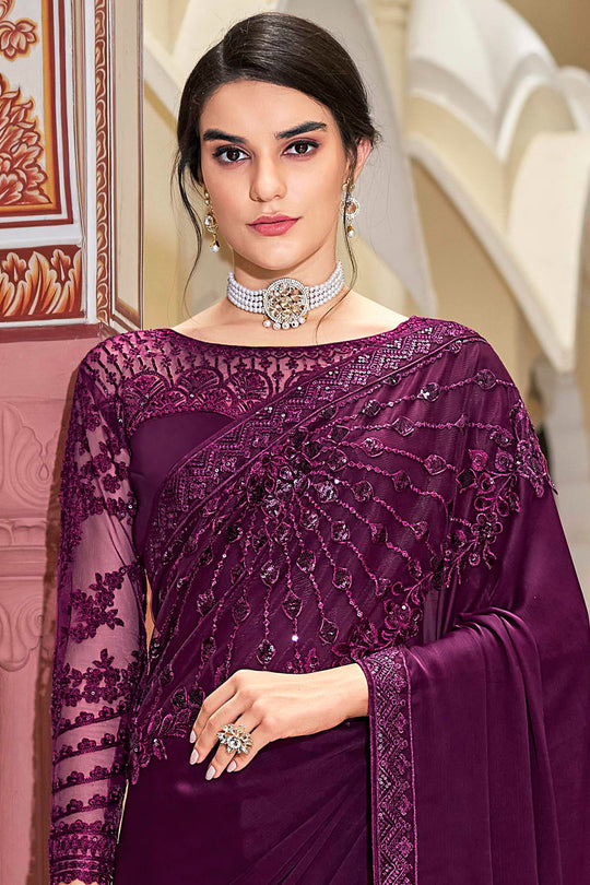 Berry Wine Silk Saree