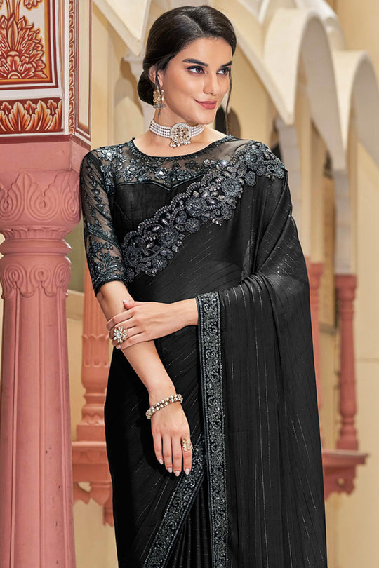 Jet Black Silk Saree