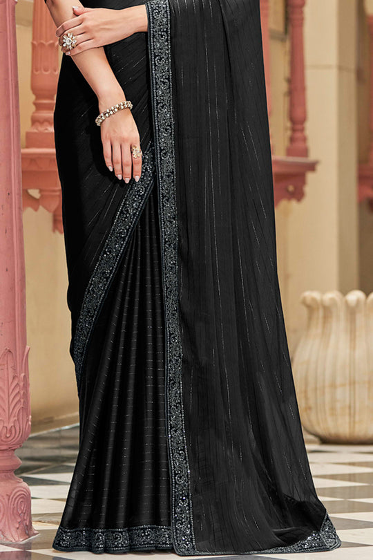 Jet Black Silk Saree
