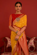Yellow And Red Georgette Saree