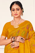 Yellow And Orange Cotton Saree