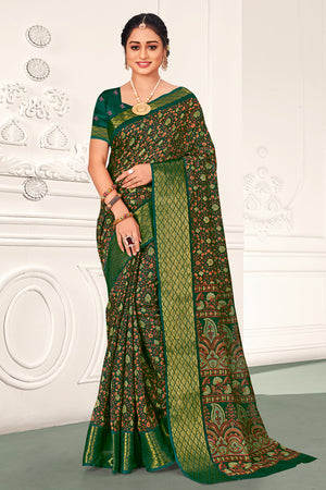 Green And Beige Cotton Saree