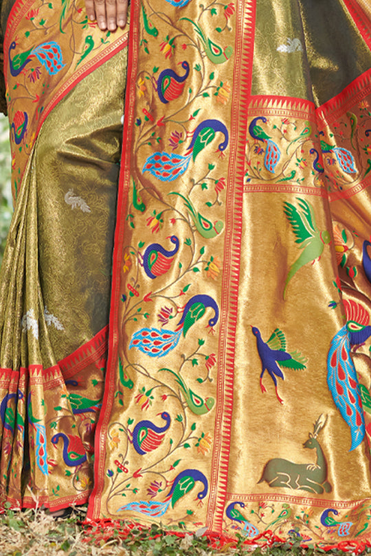 Heena Green Paithani Saree