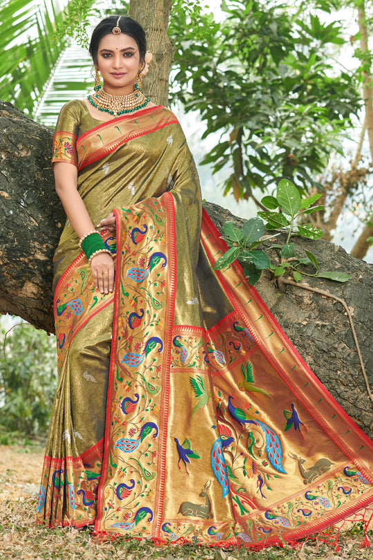 Heena Green Paithani Saree
