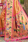 Apricot Orange Paithani Saree