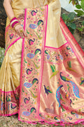 Buttermilk Beige Paithani Saree