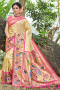 Buttermilk Beige Paithani Saree