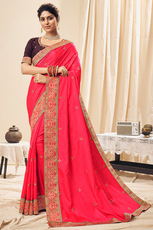 Fuschia Pink South Silk Saree