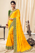 yellow south silk saree