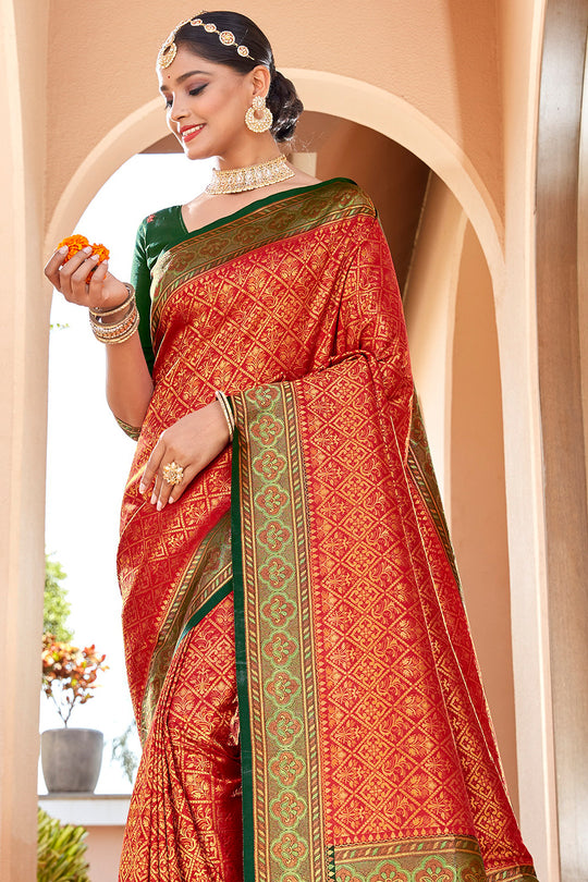 Sunset Orange Soft Silk Saree