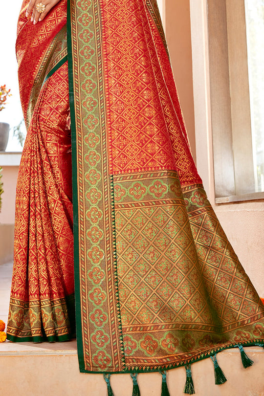 Sunset Orange Soft Silk Saree