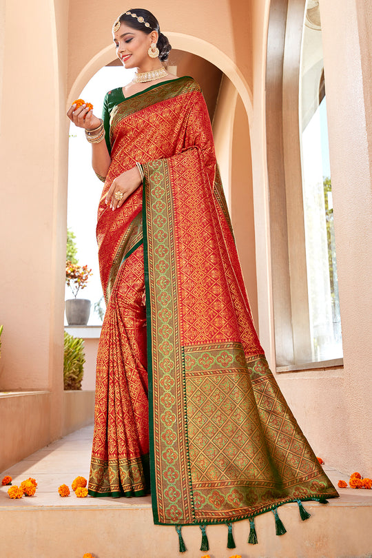 Sunset Orange Soft Silk Saree