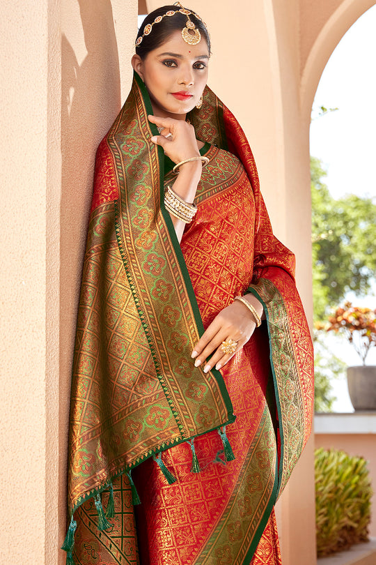 Sunset Orange Soft Silk Saree