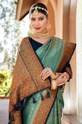 Seafoam Green Soft Silk Saree
