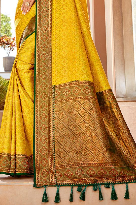 Cyber Yellow Soft Silk Saree