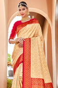 Buttermilk Beige Soft Silk Saree