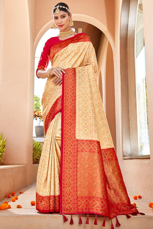 Buttermilk Beige Soft Silk Saree