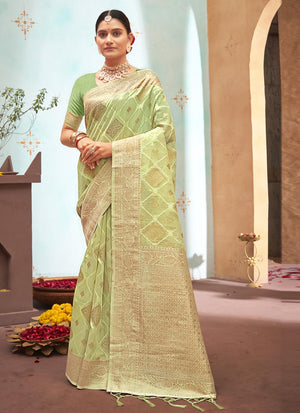 Tea Green Organza Saree