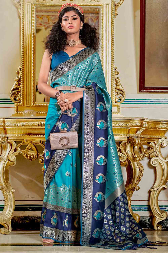 Cerulean Blue Banarasi Saree