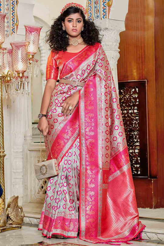 Taffy Pink Banarasi Saree