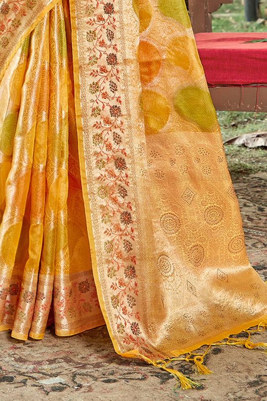 Turmeric Yellow Organza Saree