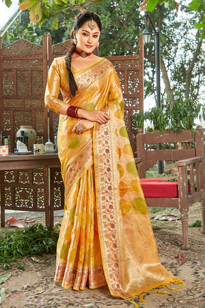 Turmeric Yellow Organza Saree