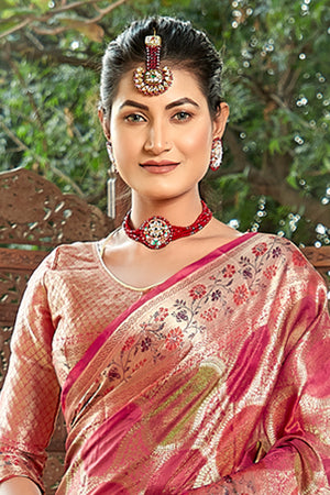 Bubblegum Pink Organza Saree