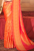 Cantaloupe Orange Silk Saree