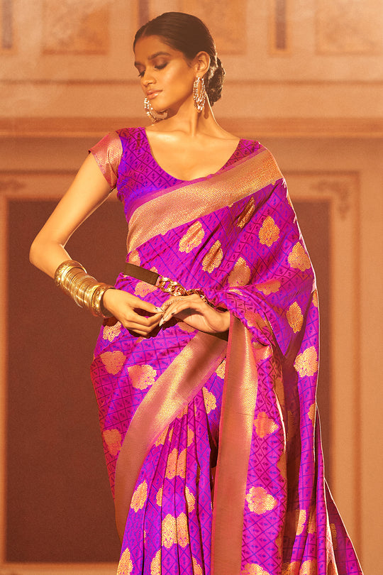 Grape Violet Silk Saree