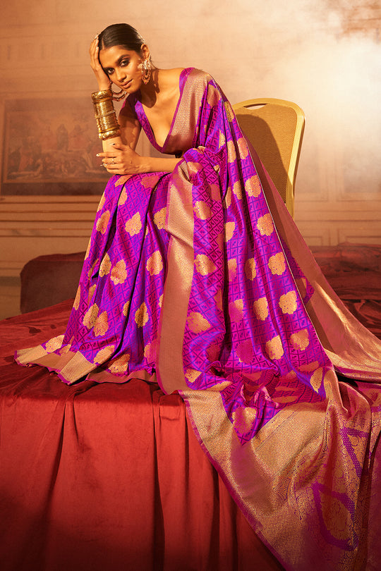 Grape Violet Silk Saree