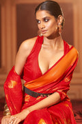 Scarlet Red Silk Saree
