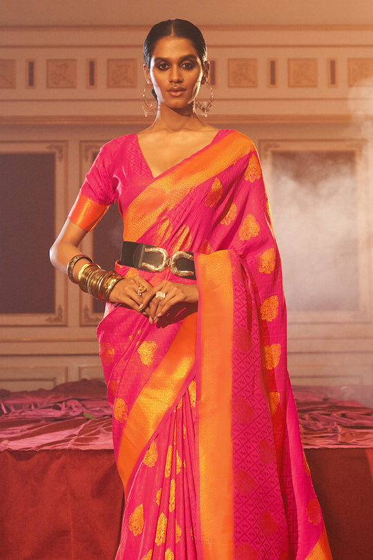 Taffy Red Silk Saree