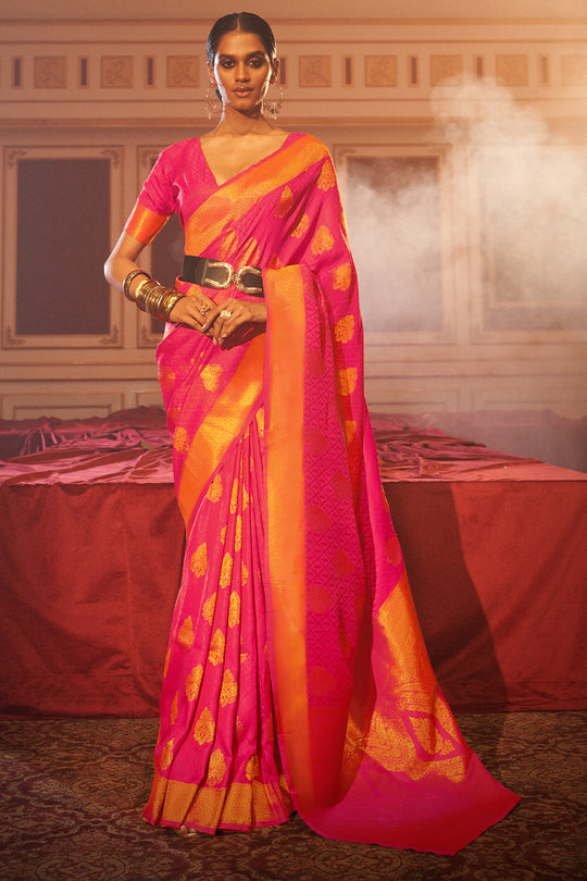 Taffy Red Silk Saree