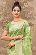 Lime Green Cotton Saree