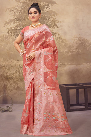 Thulian Pink Cotton Saree