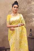 Lemon Yellow Cotton Saree