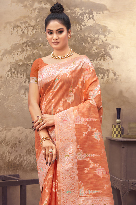 Soda Orange Cotton Saree