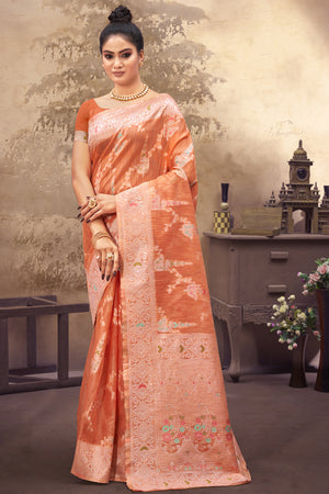 Soda Orange Cotton Saree