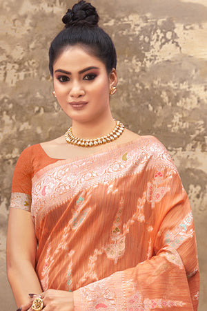 Soda Orange Cotton Saree