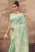 Mint Green Cotton Saree