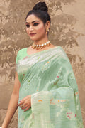 Mint Green Cotton Saree