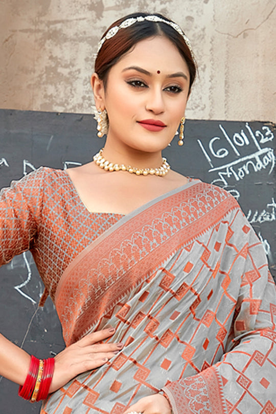 Coin Grey Organza Saree