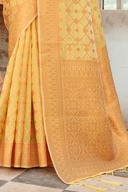 Turmeric Yellow Organza Saree