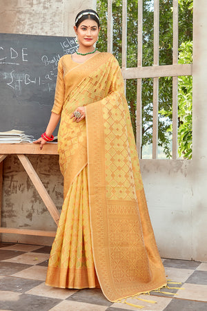 Turmeric Yellow Organza Saree