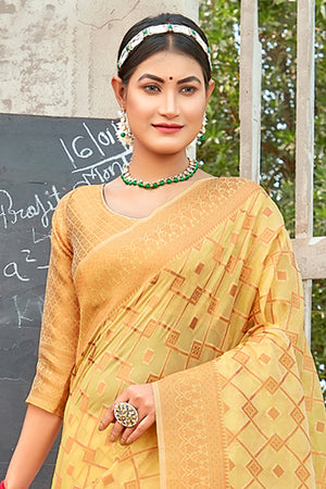 Turmeric Yellow Organza Saree