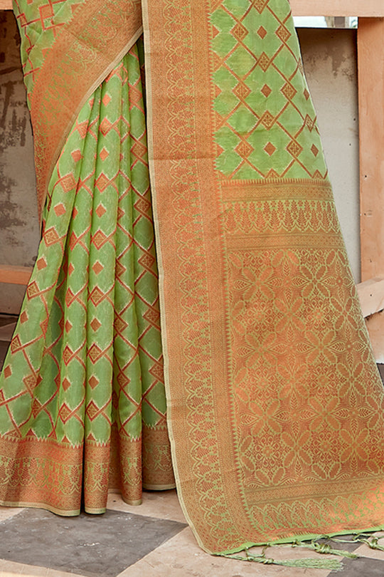 Fern Green Organza Saree