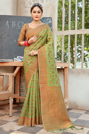 Fern Green Organza Saree