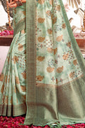 Fern Green Silk Digital Print Saree