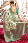 Fern Green Silk Digital Print Saree